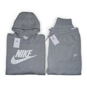 Nike Club Fleece 2 Piece Sweatsuit Size 3XL Heather Grey Tracksuit Outfit NWT